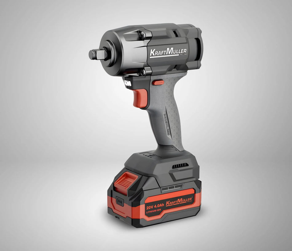 20 V, 4 Ah y 810 Nm  En stock Llave de impacto inalámbrica Kraft Muller de 20 V, 4 Ah y 810 Nm