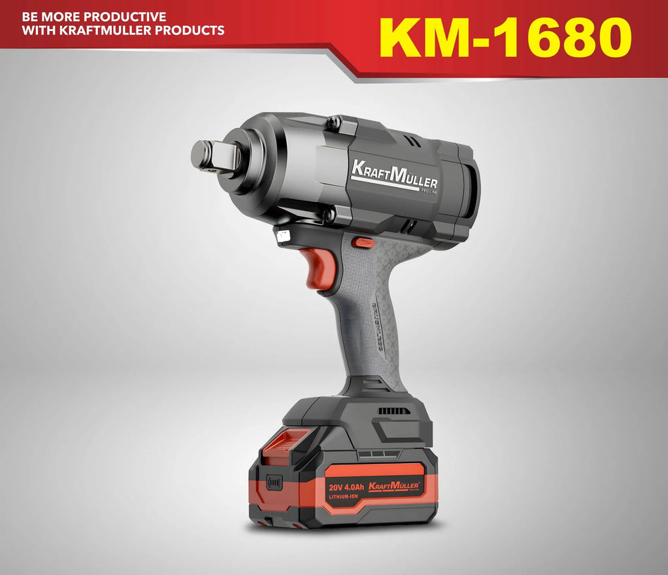 V 4,0 Ah 1762 Nm  En stock Llave de impacto inalámbrica Kraft Muller 3/4″ 20 V 4,0 Ah 1762 Nm