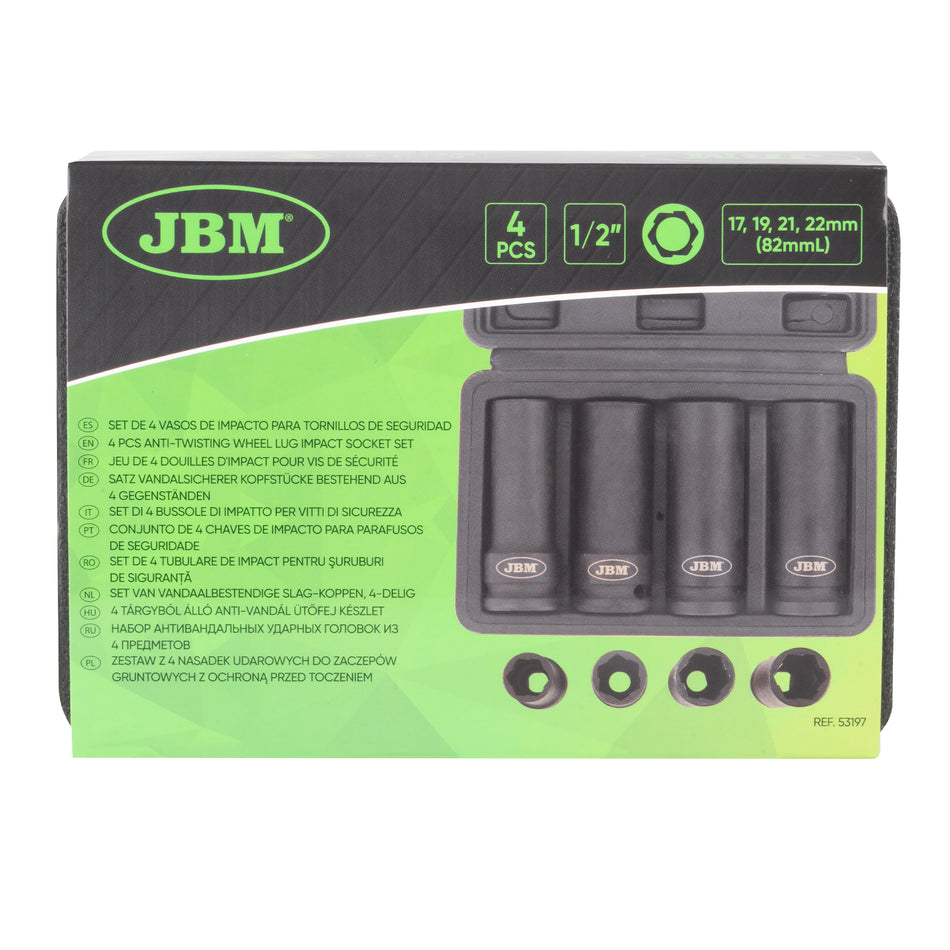 SET DE 4 VASOS DE IMPACTO PARA TORNILLOS DE SEGURIDAD