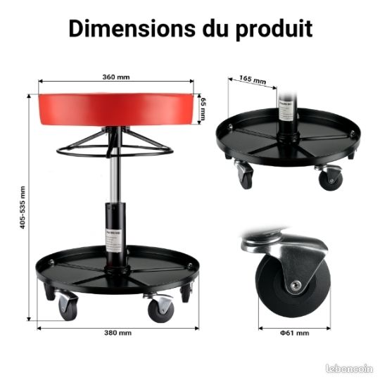 Taburete de mecánico Kraft Muller – Capacidad máxima: 150 kg