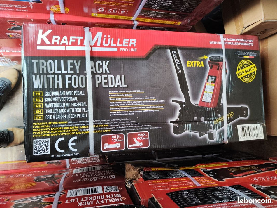 Gato hidráulico plano KraftMuller Pro Line 3T con pedal