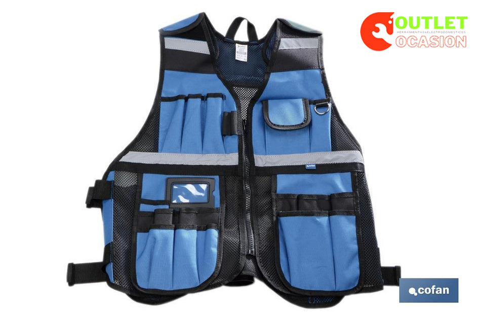 Chaleco portaherramientas multibolsillos ajustable con bandas reflectantes
