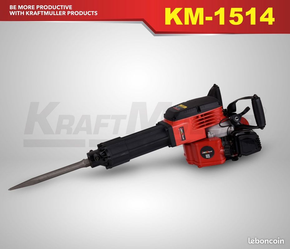 Martillo demoledor Kraft Muller, 52 cc, 55 julios, con 2 cinceles