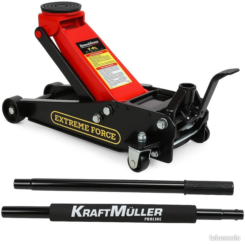 Gato hidráulico plano KraftMuller Pro Line 3T con pedal