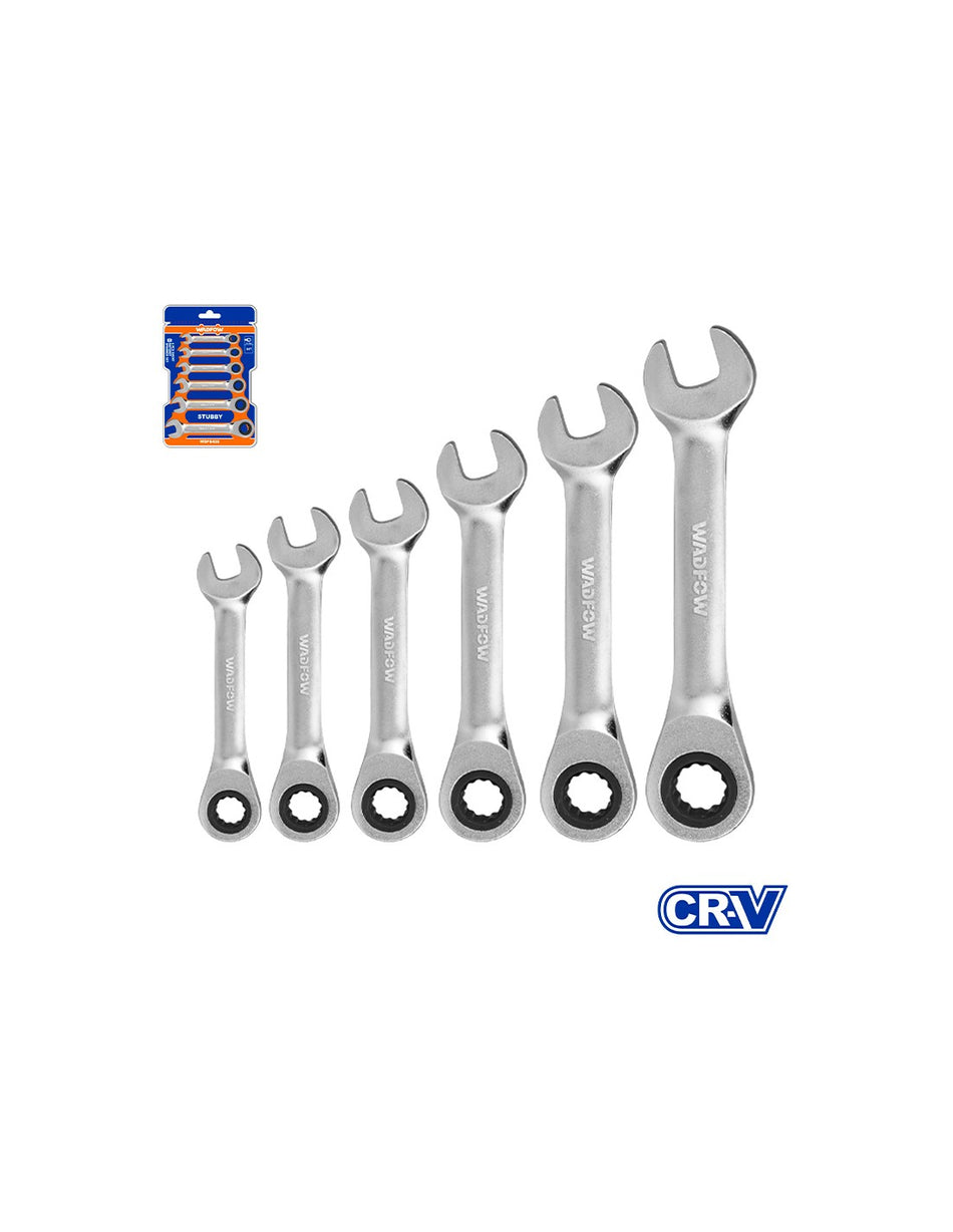 JUEGO 6 LLAVES COMBINADAS CORTAS CON CARRACA WADFOW