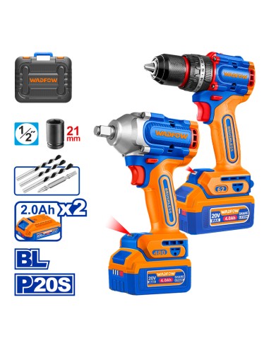 PACK LLAVE IMPACTO + TALADRO PERCUTOR + 2BAT. 2.0AH WADFOW